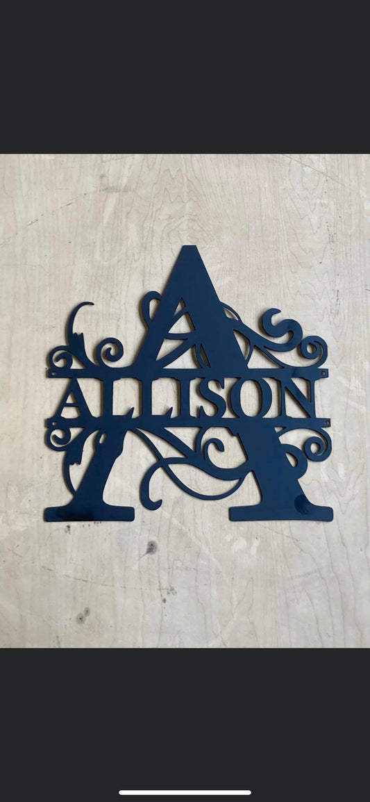 Monogram custom metal signs