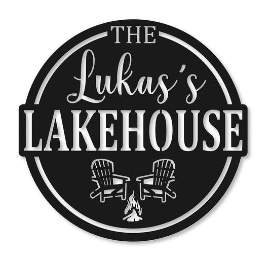 Lake house metal sign