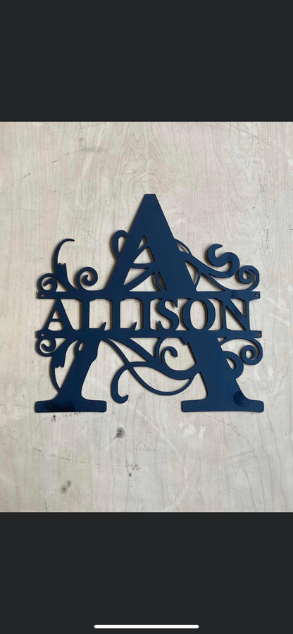 Monogram custom metal signs